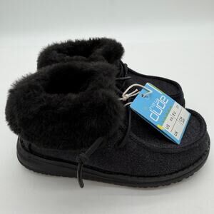 Hey Dude Britt Sparkling Total Black Glitter Cozy FauxFur Casual Shoes Toddler 9